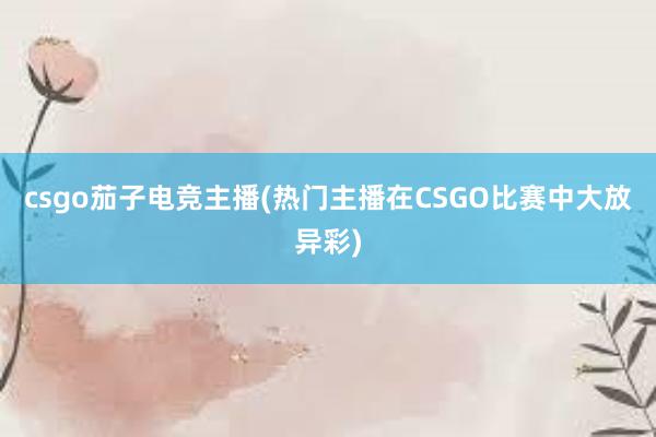 csgo茄子电竞主播(热门主播在CSGO比赛中大放异彩)