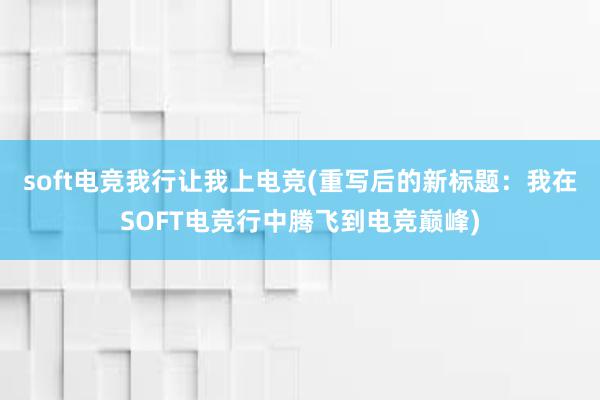 soft电竞我行让我上电竞(重写后的新标题：我在SOFT电竞行中腾飞到电竞巅峰)