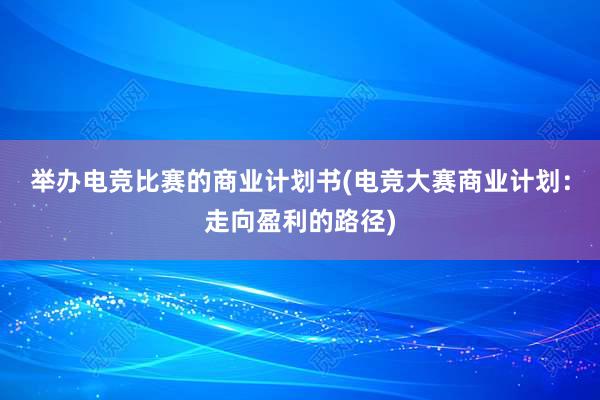 举办电竞比赛的商业计划书(电竞大赛商业计划：走向盈利的路径)