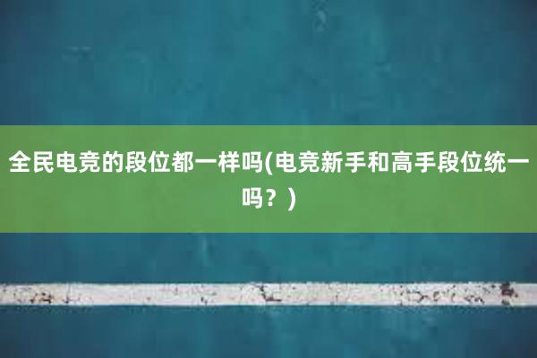 全民电竞的段位都一样吗(电竞新手和高手段位统一吗？)