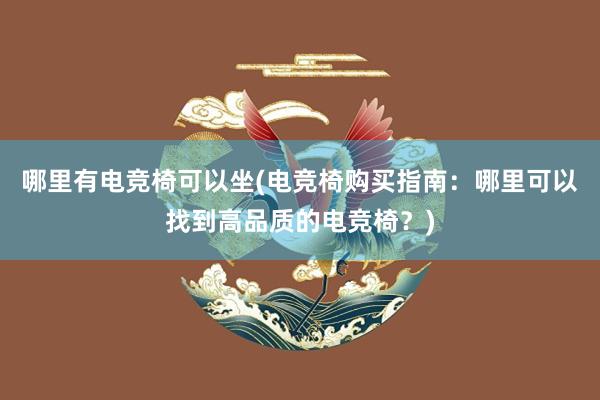 哪里有电竞椅可以坐(电竞椅购买指南：哪里可以找到高品质的电竞椅？)