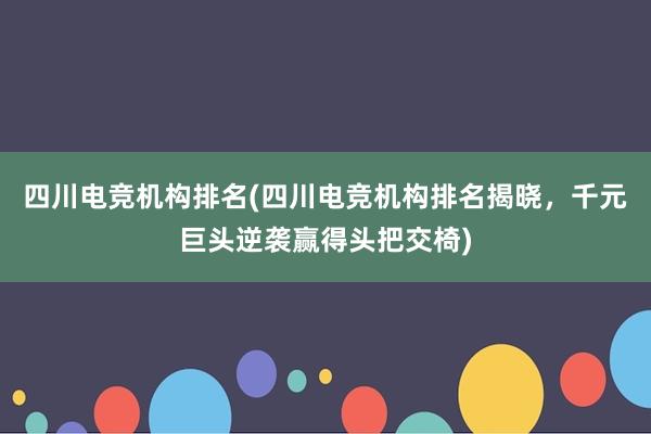 四川电竞机构排名(四川电竞机构排名揭晓，千元巨头逆袭赢得头把交椅)