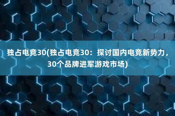 独占电竞30(独占电竞30：探讨国内电竞新势力，30个品牌进军游戏市场)