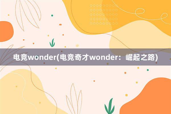 电竞wonder(电竞奇才wonder：崛起之路)