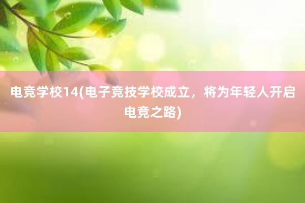 电竞学校14(电子竞技学校成立，将为年轻人开启电竞之路)