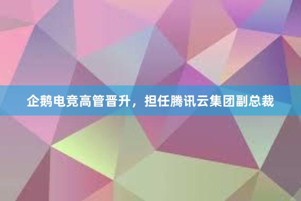 企鹅电竞高管晋升，担任腾讯云集团副总裁