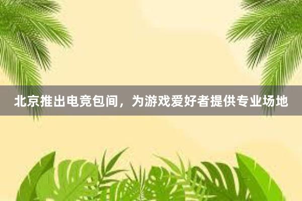 北京推出电竞包间，为游戏爱好者提供专业场地